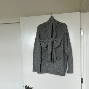Zara Gray Women's Cardigan with Bow Detail